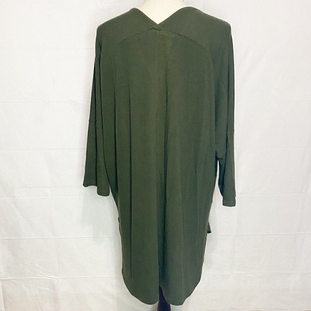 SUZANNE BETRO Olive Green Lace Pocket Women's Knit Top Shirt Sz 3X - Picture 6 of 7